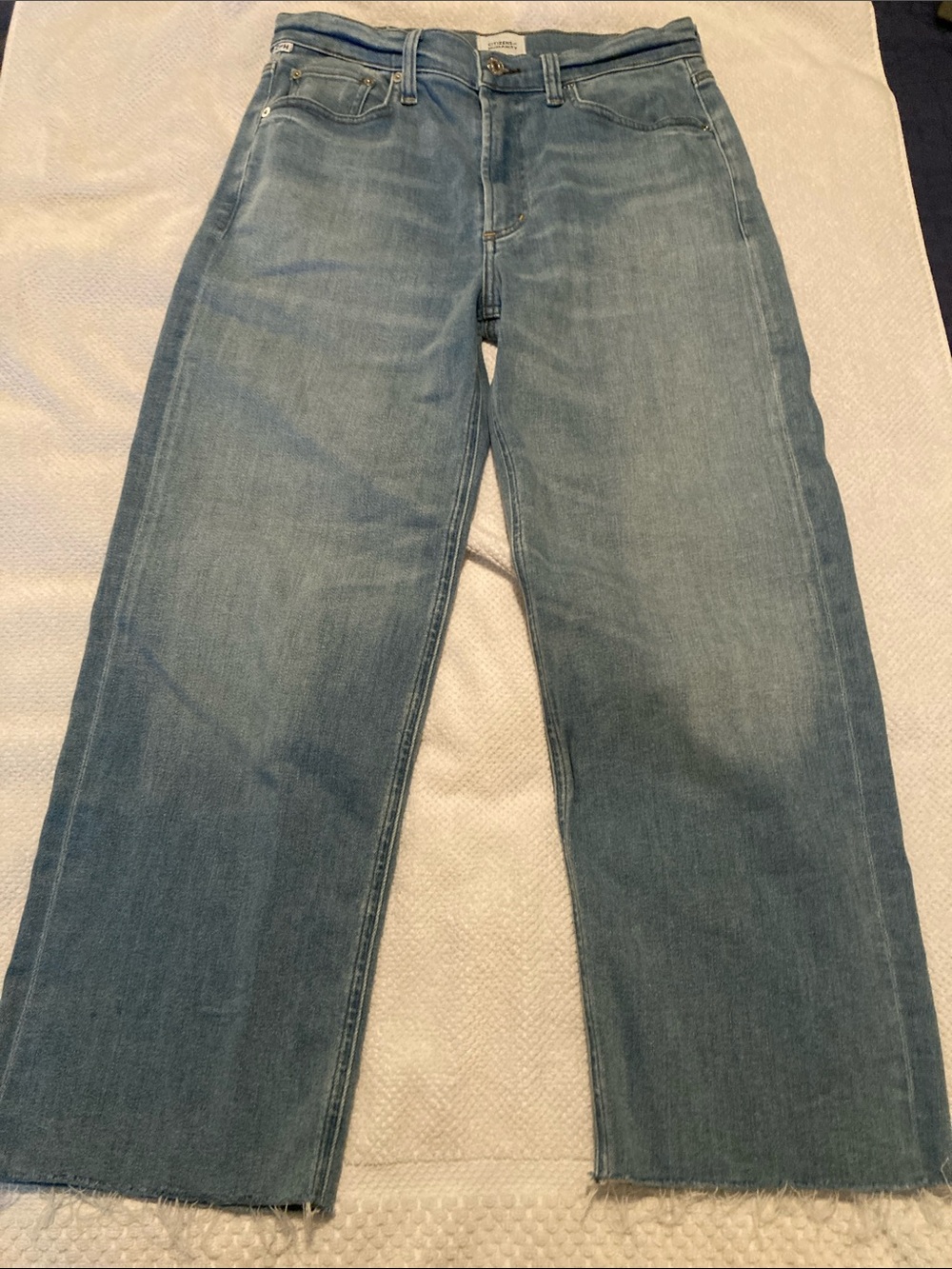 Womens Citizen of Humanity Palma  Light Blue Straight-Leg raw hem Jeans